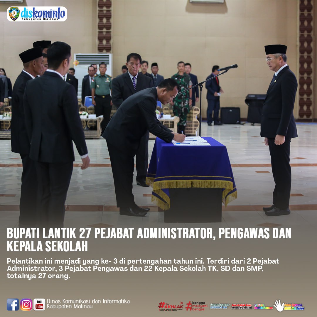 Bupati Lantik 27 Pejabat Administrator, Pengawas dan Kepala Sekolah