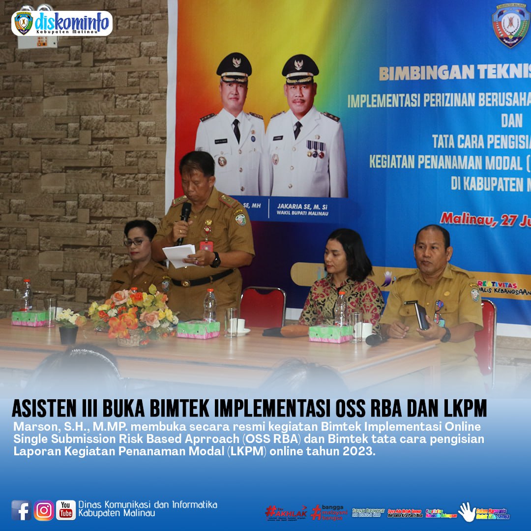 Asisten III Buka Bimtek Implementasi OSS RBA dan LKPM