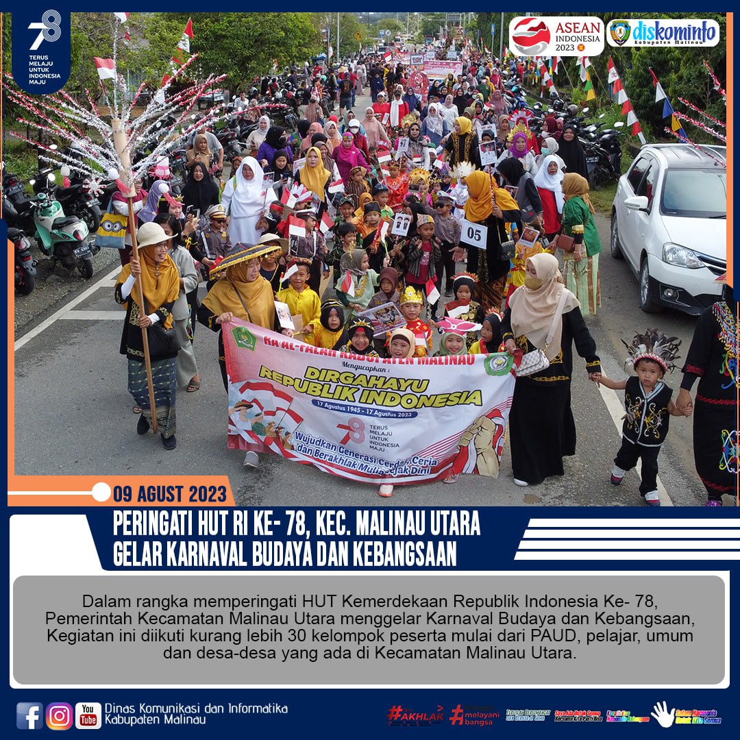 Peringati HUT RI Ke- 78, Kec. Malinau Utara Gelar Karnaval Budaya dan Kebangsaan