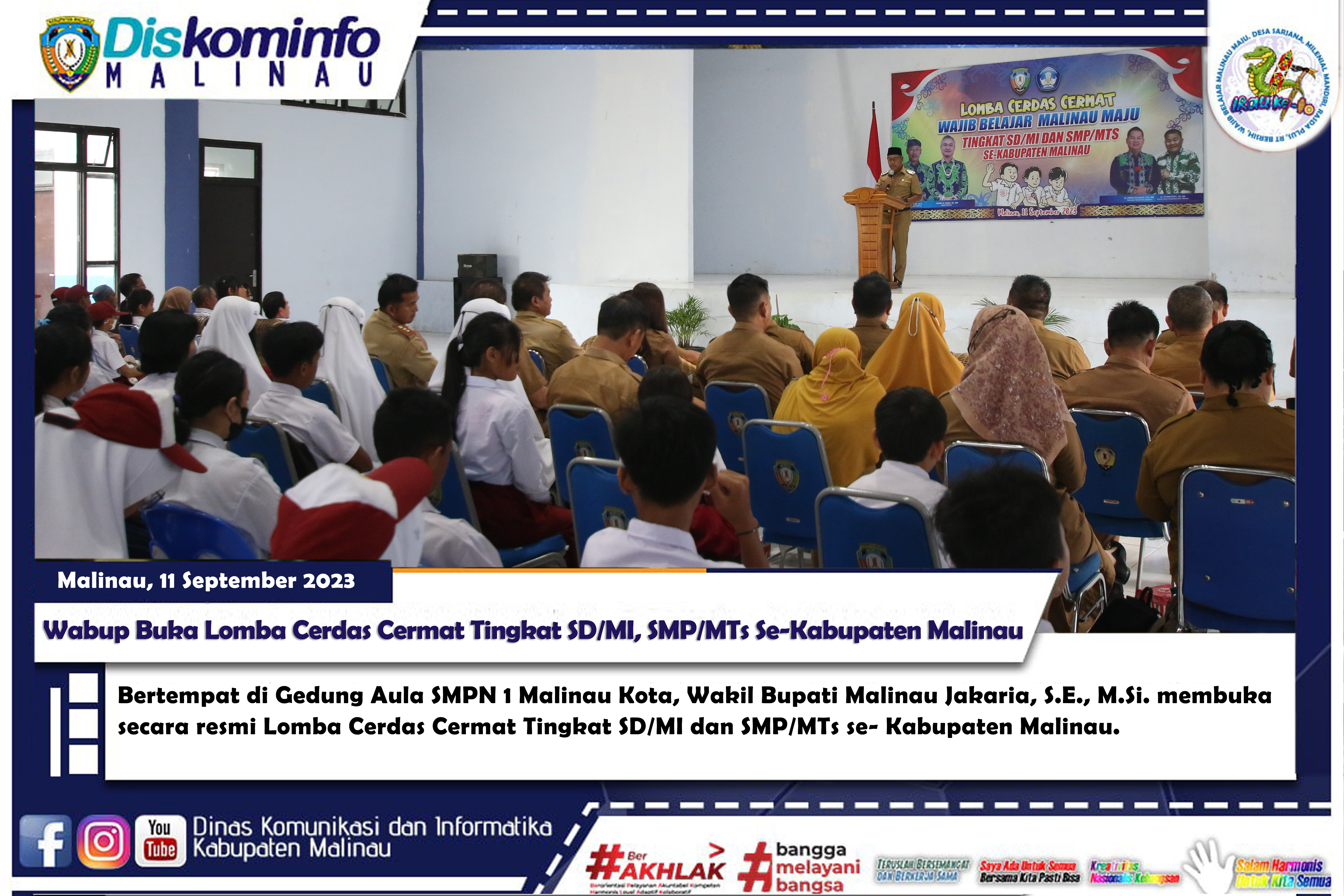 Wabup Buka Lomba Cerdas Cermat Tingkat SD/MI, SMP/MTs Se-Kabupaten Malinau