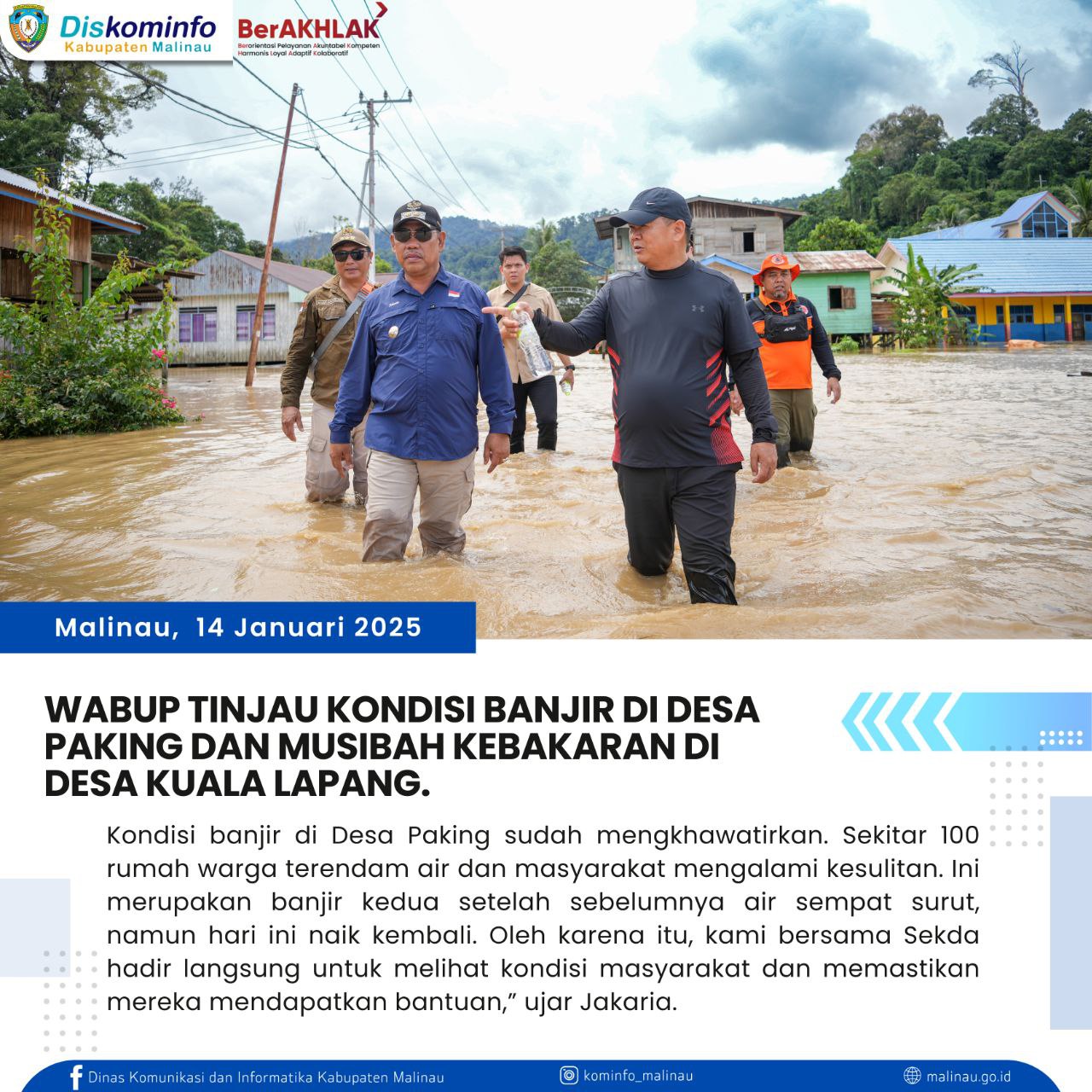 Wabup Tinjau Kondisi Banjir di Desa Paking dan Musibah Kebakaran di Desa Kuala Lapang