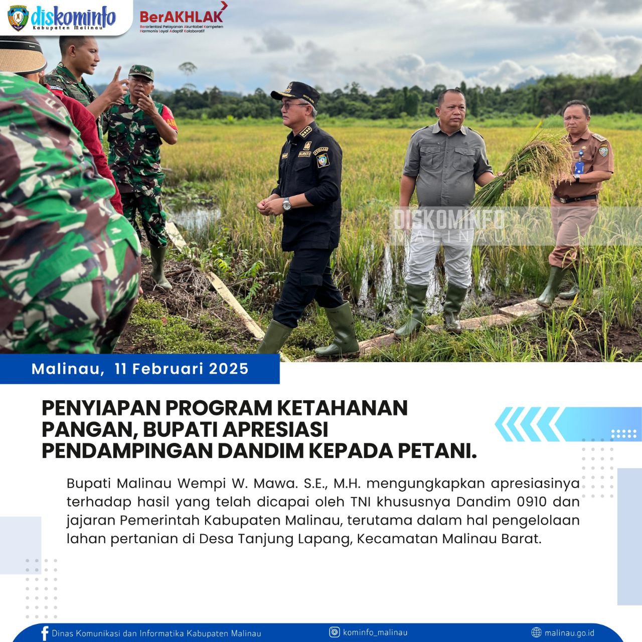 Penyiapan Program Ketahanan Pangan, Bupati Apresiasi Pendampingan Dandim Kepada Petani