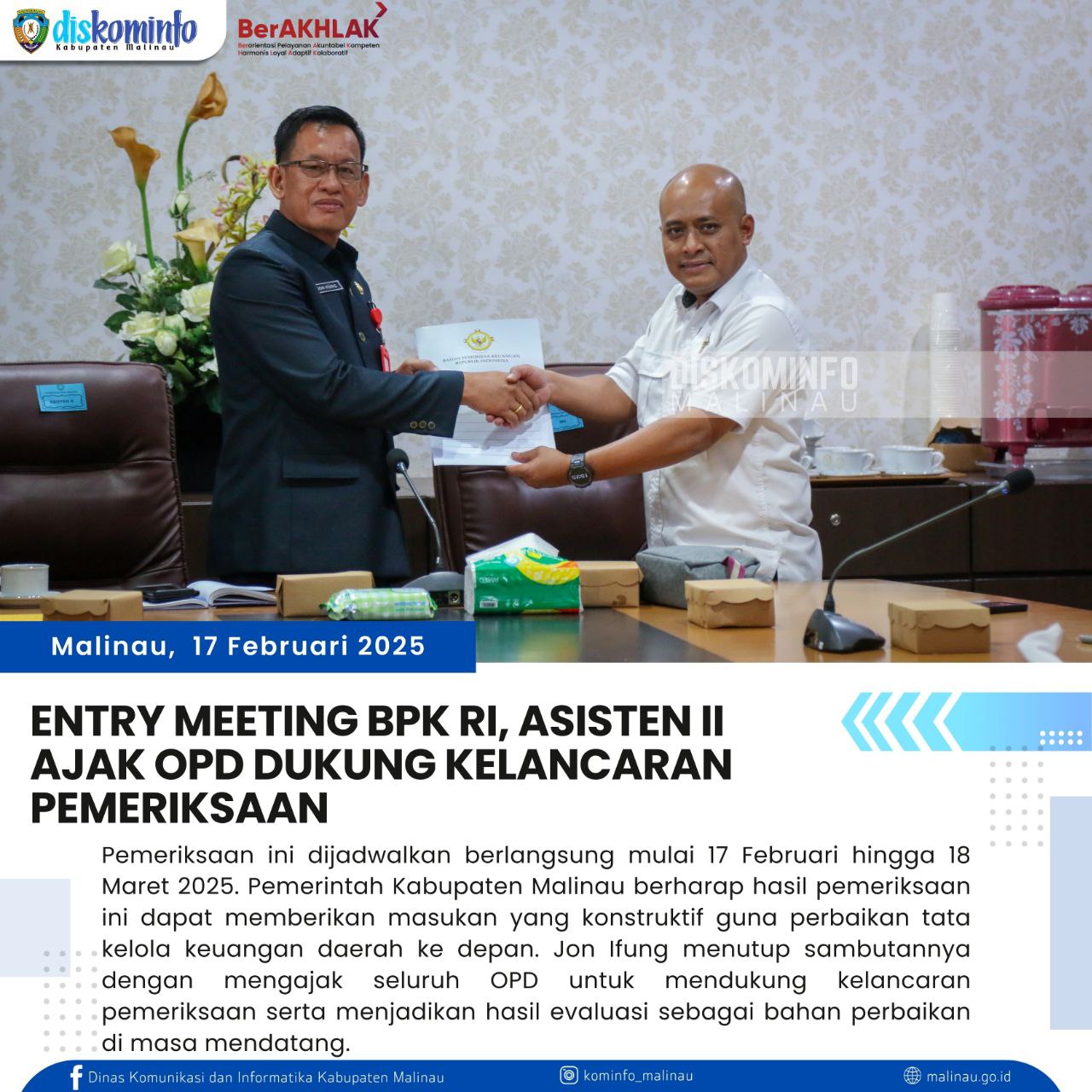 Entry Meeting BPK RI, Asisten II Ajak OPD Dukung Kelancaran Pemeriksaan