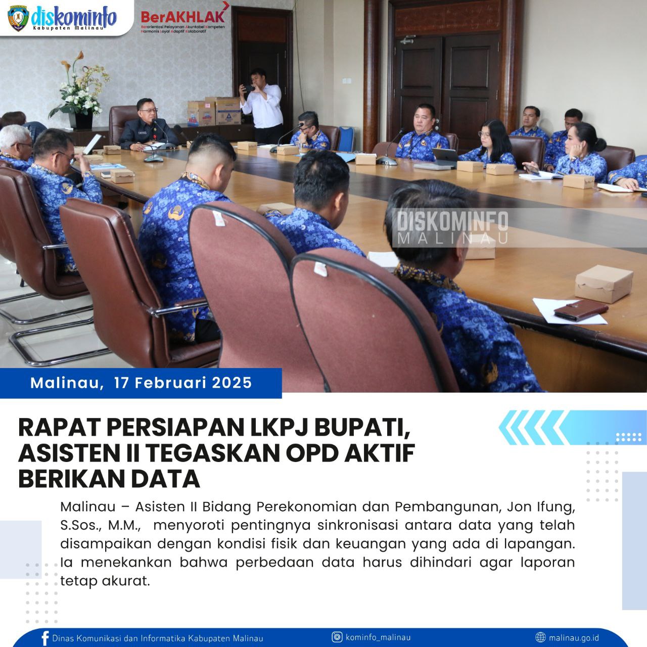 Rapat Persiapan LKPJ Bupati, Asisten II Tegaskan OPD Aktif Berikan Data