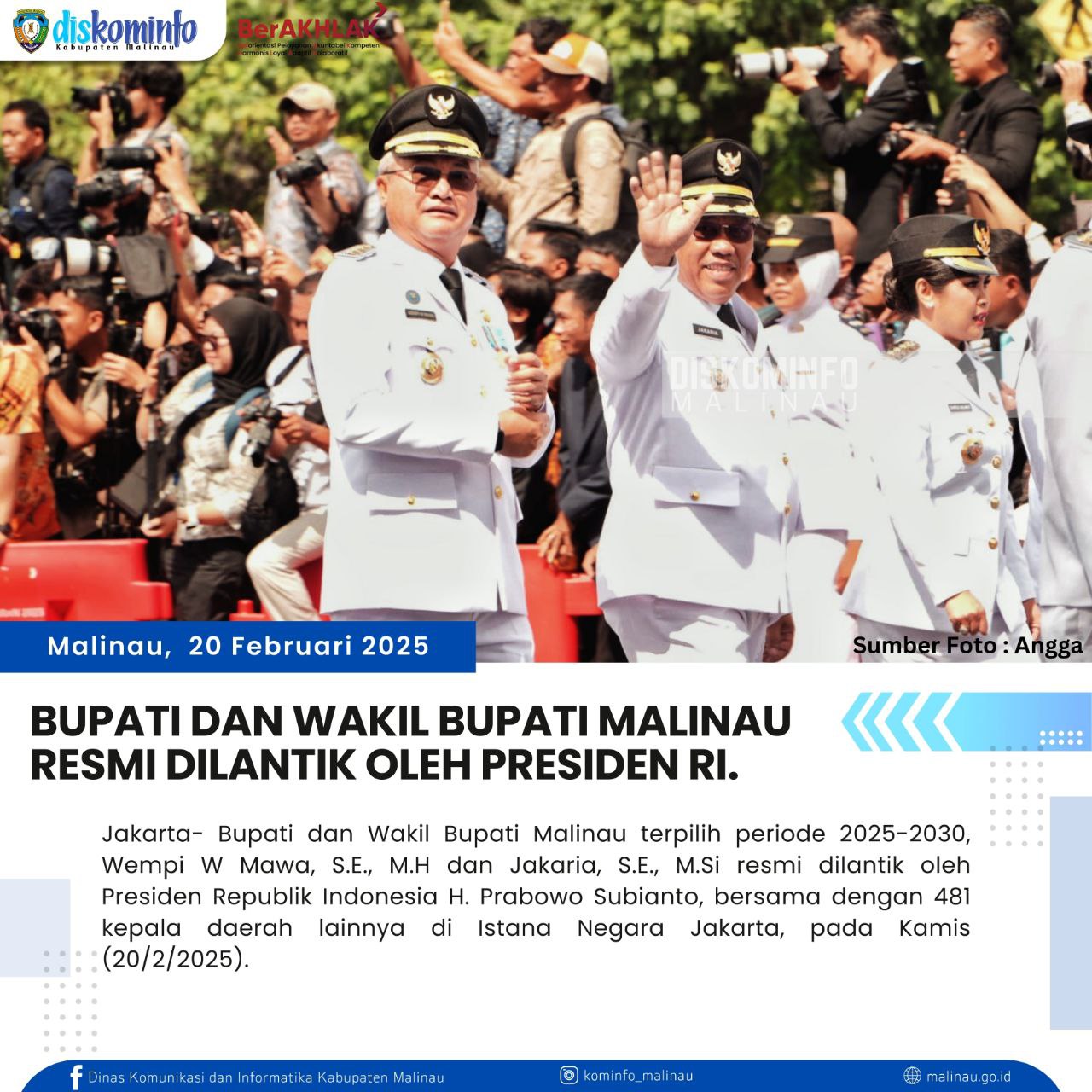 Bupati dan Wakil Bupati Malinau Resmi Dilantik oleh Presiden RI