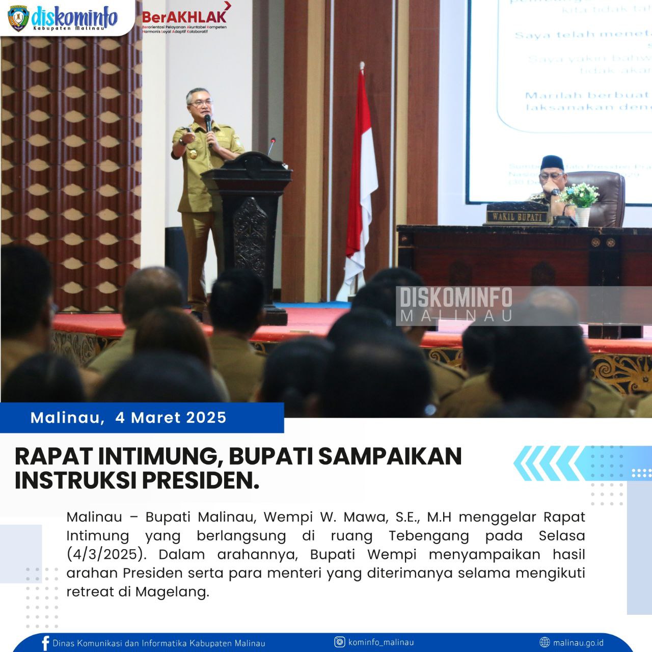 Rapat Intimung, Bupati Sampaikan Instruksi Presiden