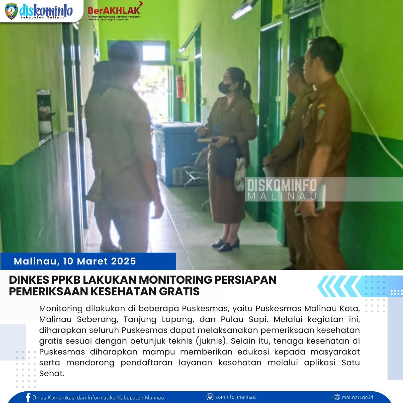 Dinkes PPKB Lakukan Monitoring Persiapan Pemeriksaan Kesehatan Gratis