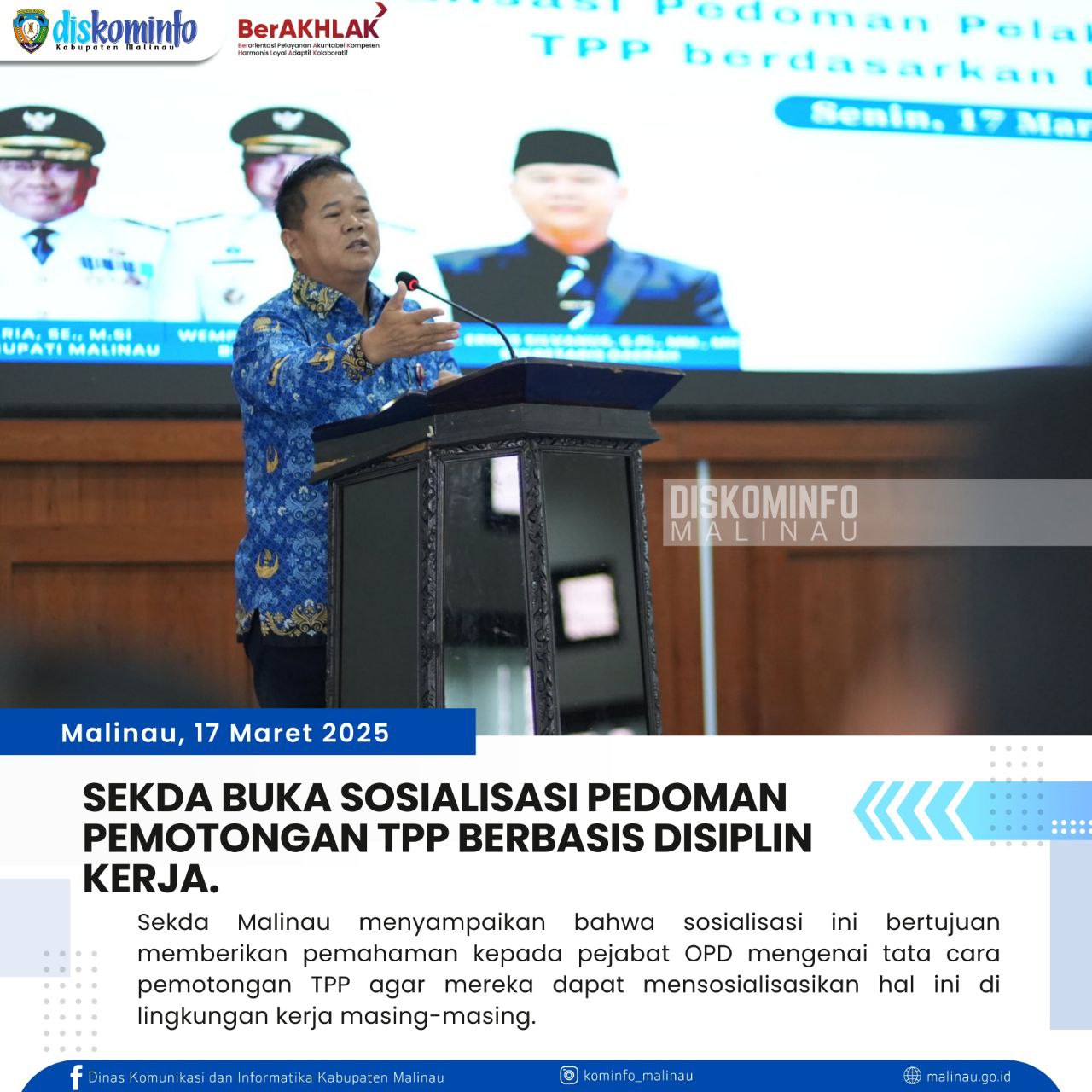 Sekda Buka Sosialisasi Pedoman Pelaksanaan Pemotongan TPP Berbasis Disiplin Kerja