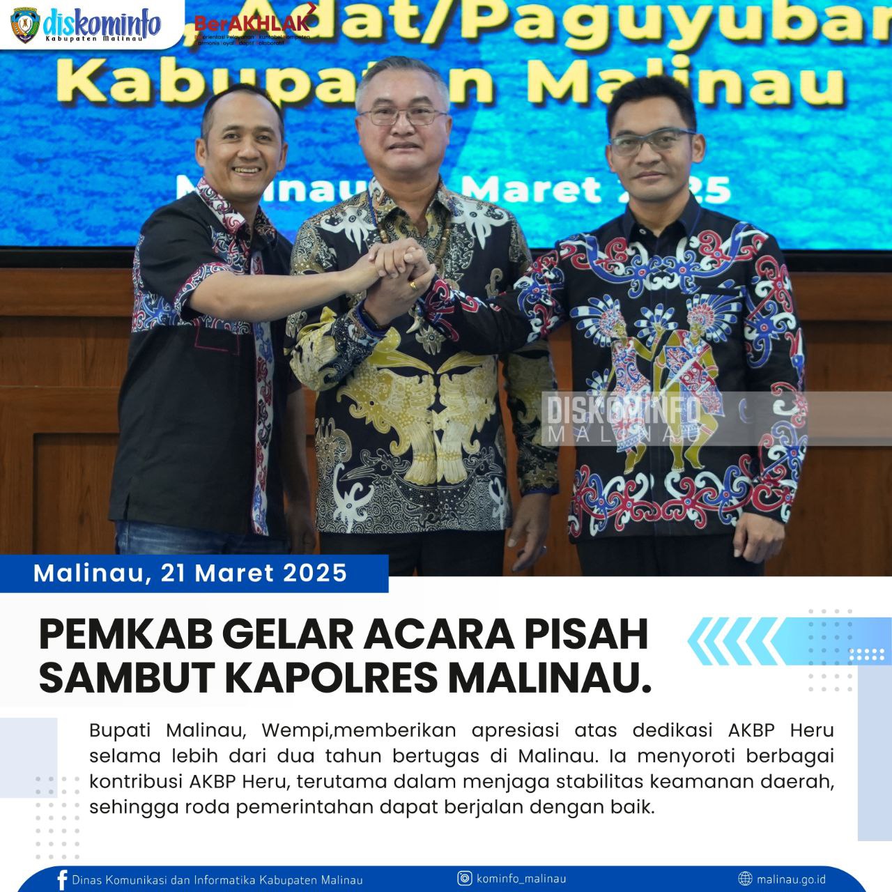Pemkab Gelar Acara Pisah Sambut Kapolres Malinau