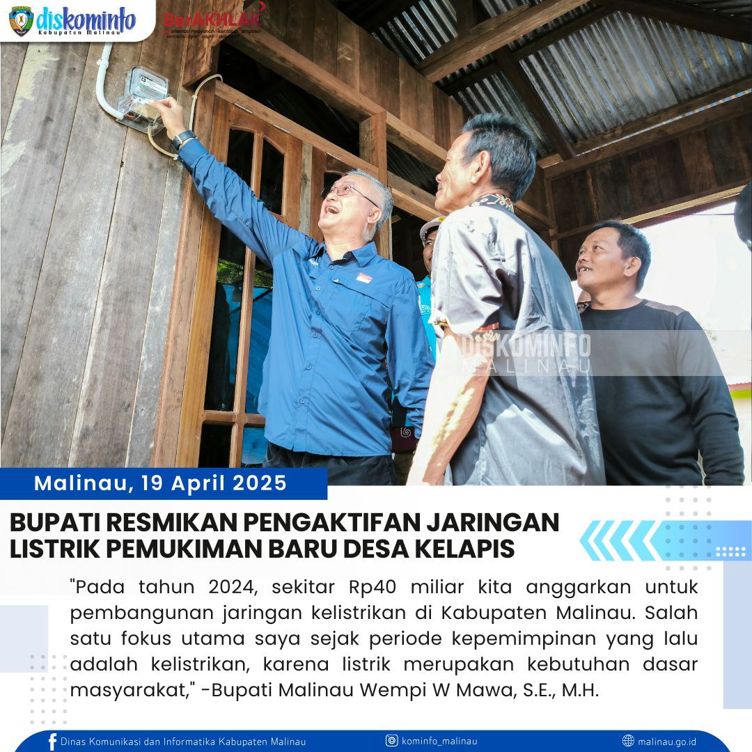 Bupati Resmikan Pengaktifan Jaringan Listrik Pemukiman Baru Desa Kelapis