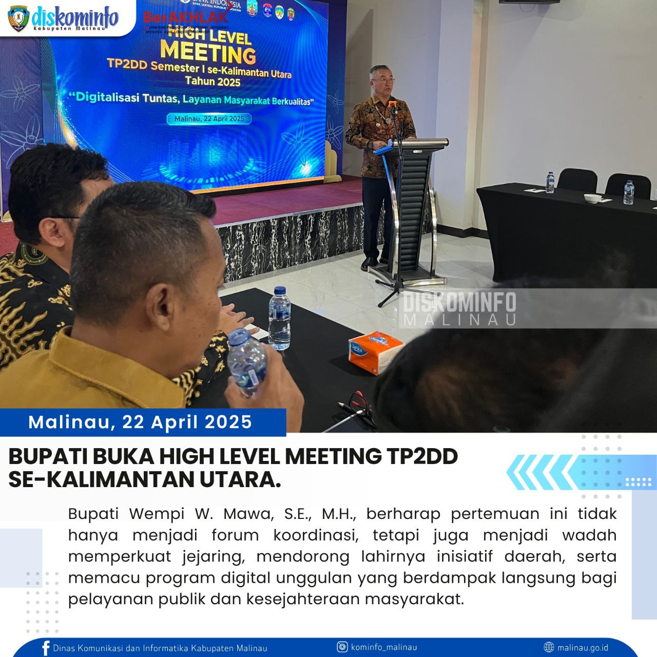 Bupati Buka High Level Meeting TP2DD se-Kalimantan Utara