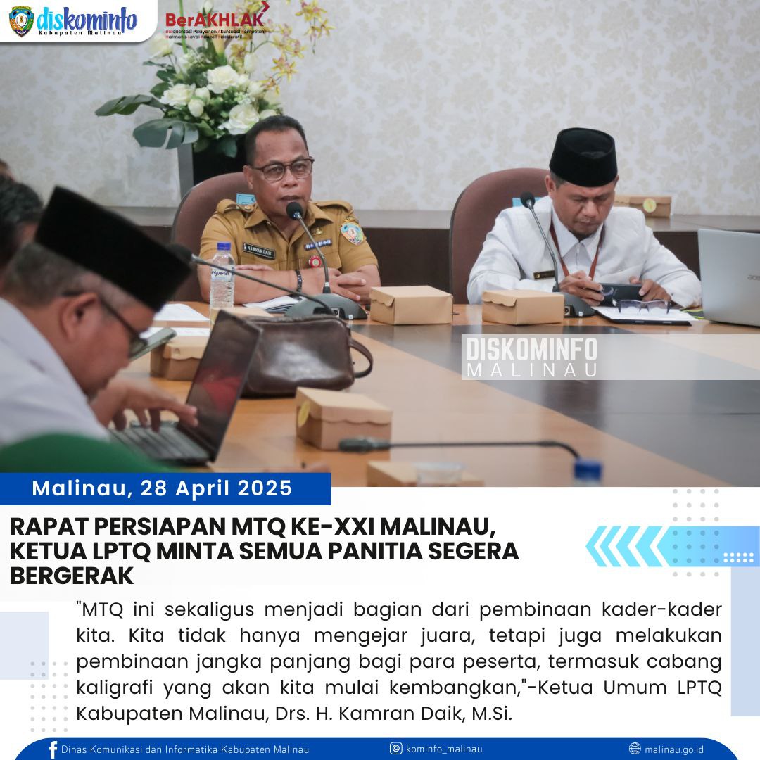 Rapat Persiapan MTQ Ke-XXI Malinau, Ketua LPTQ Minta Semua Panitia Segera Bergerak