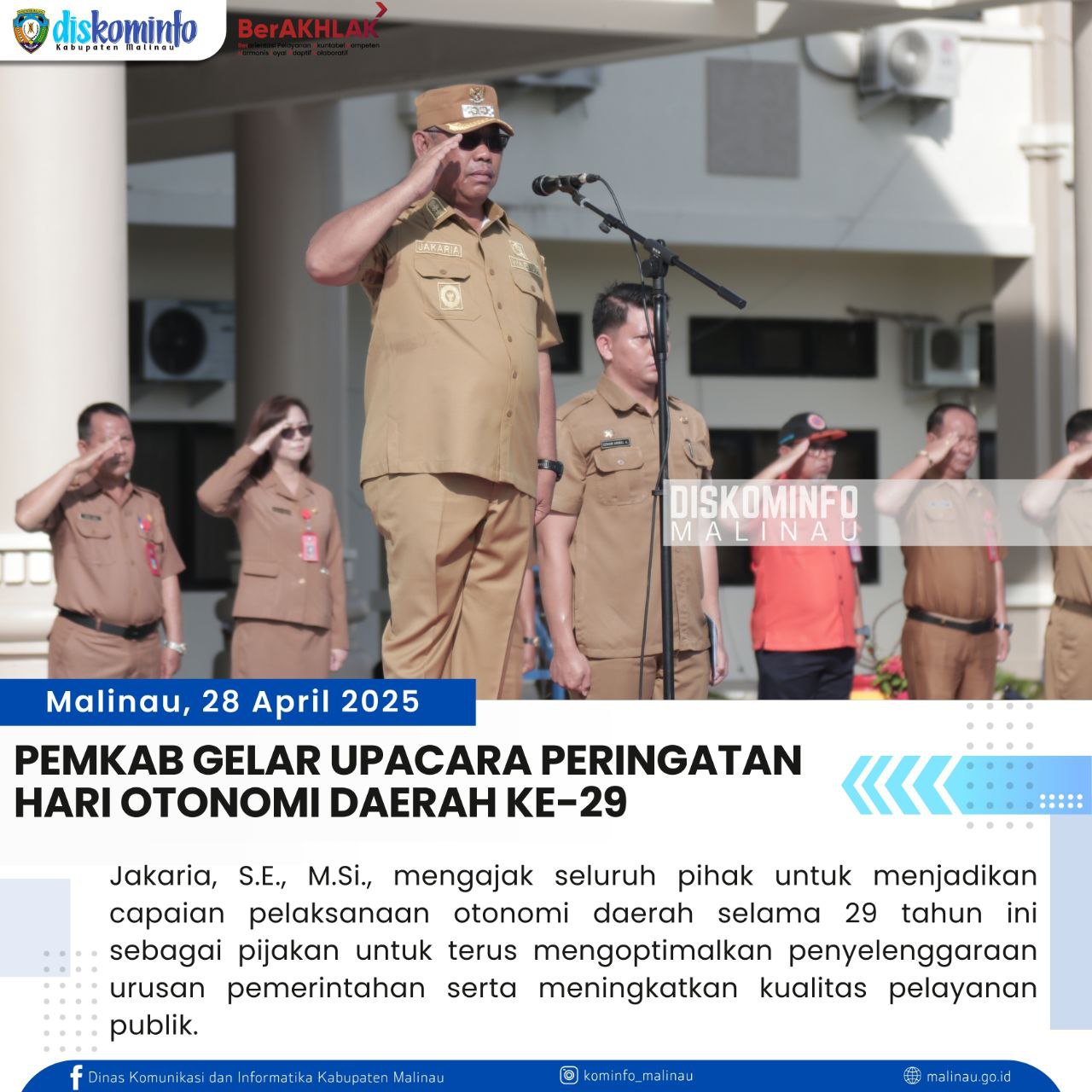 Pemkab Gelar Upacara Peringatan Hari Otonomi Daerah ke-29