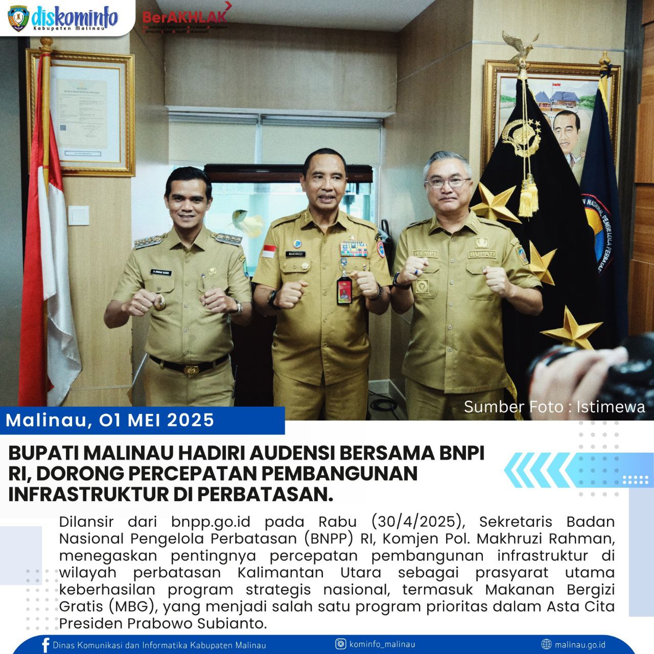 Bupati Malinau Hadiri Audensi Bersama BNPP RI, Dorong Percepatan Pembangunan Infrastruktur Di Perbatasan