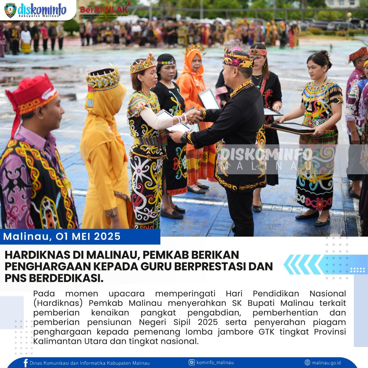 Hardiknas Di Malinau, Pemkab Berikan Penghargaan Kepada Guru Berprestasi dan PNS Berdedikasi