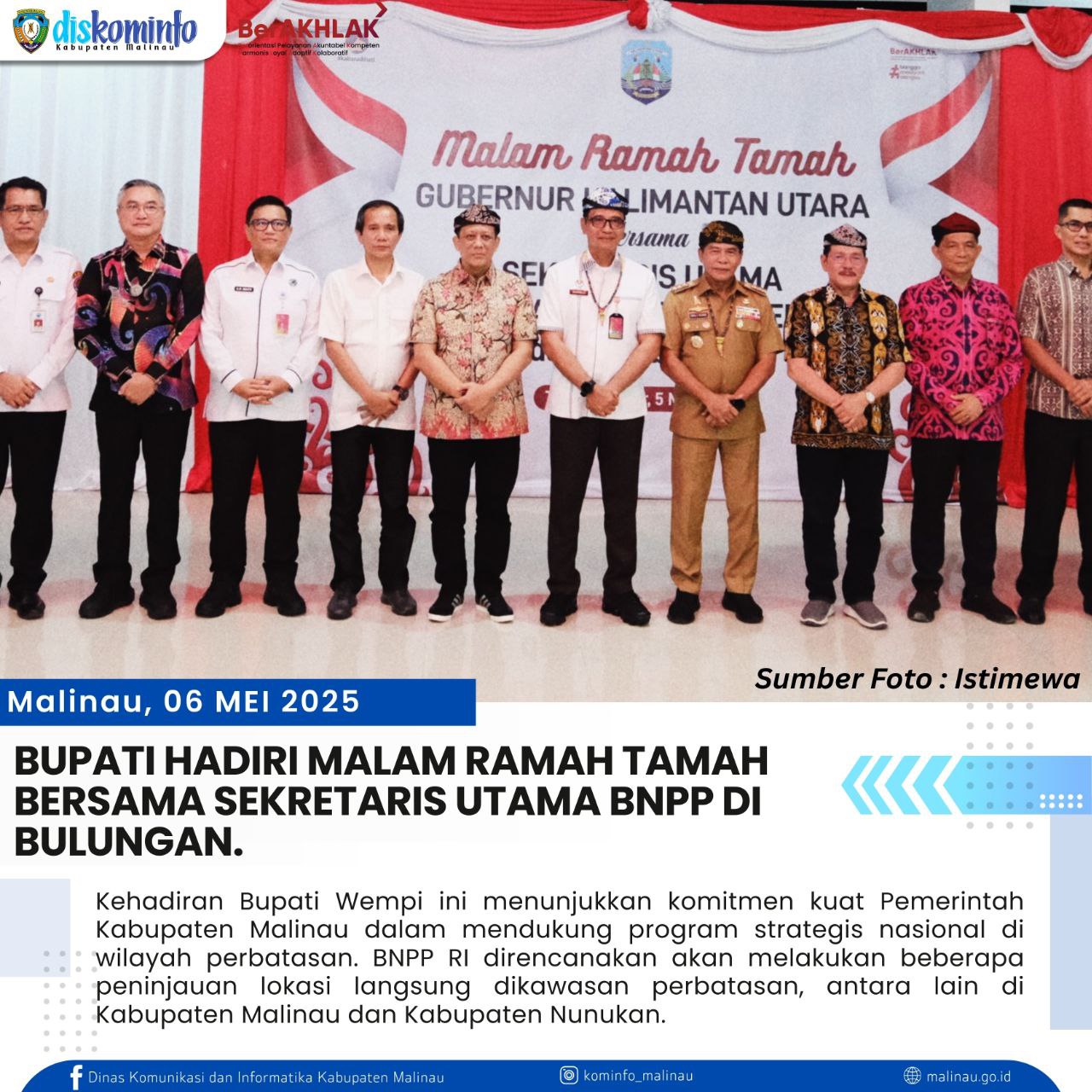 Bupati Hadiri Malam Ramah Tamah Bersama Sekretaris Utama BNPP di Bulungan