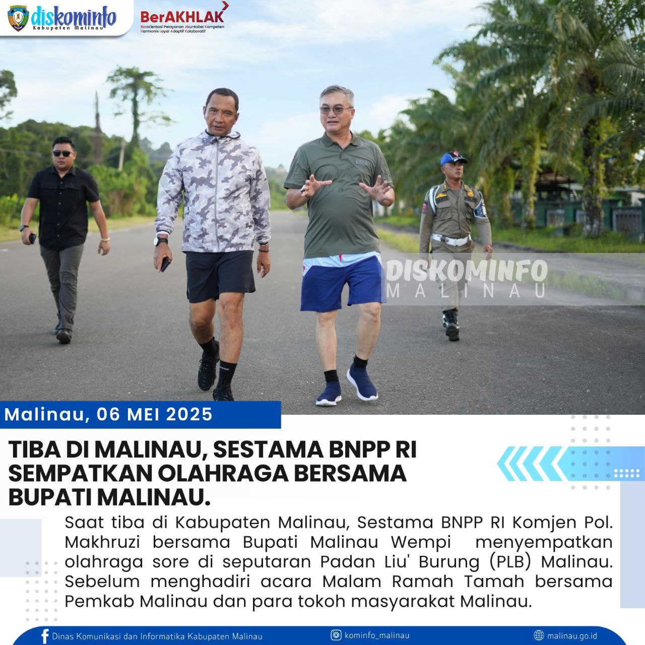 Tiba Di Malinau, Sestama BNPP RI Sempatkan Olahraga Bersama Bupati Malinau