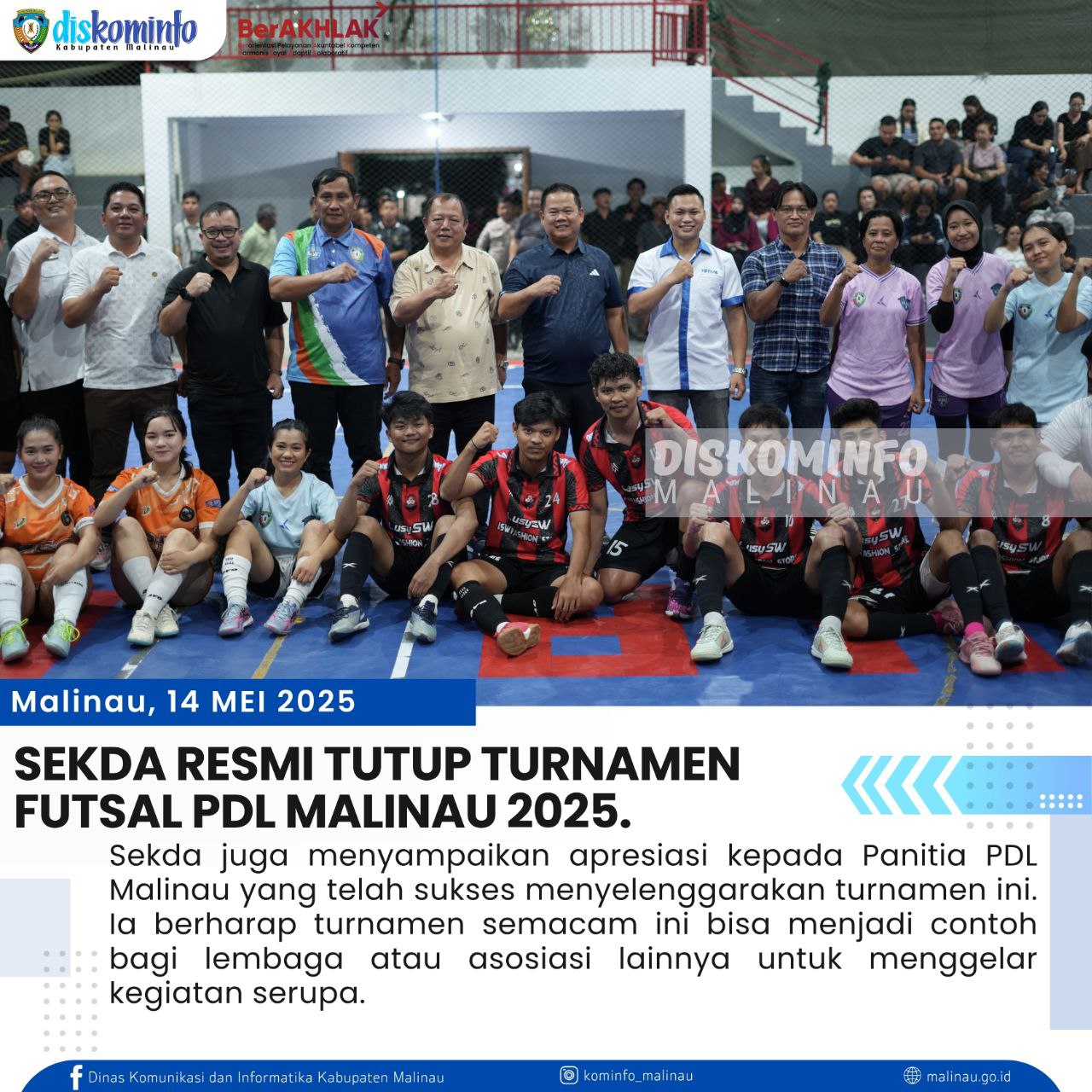 Sekda Resmi Tutup Turnamen Futsal PDL Malinau 2025
