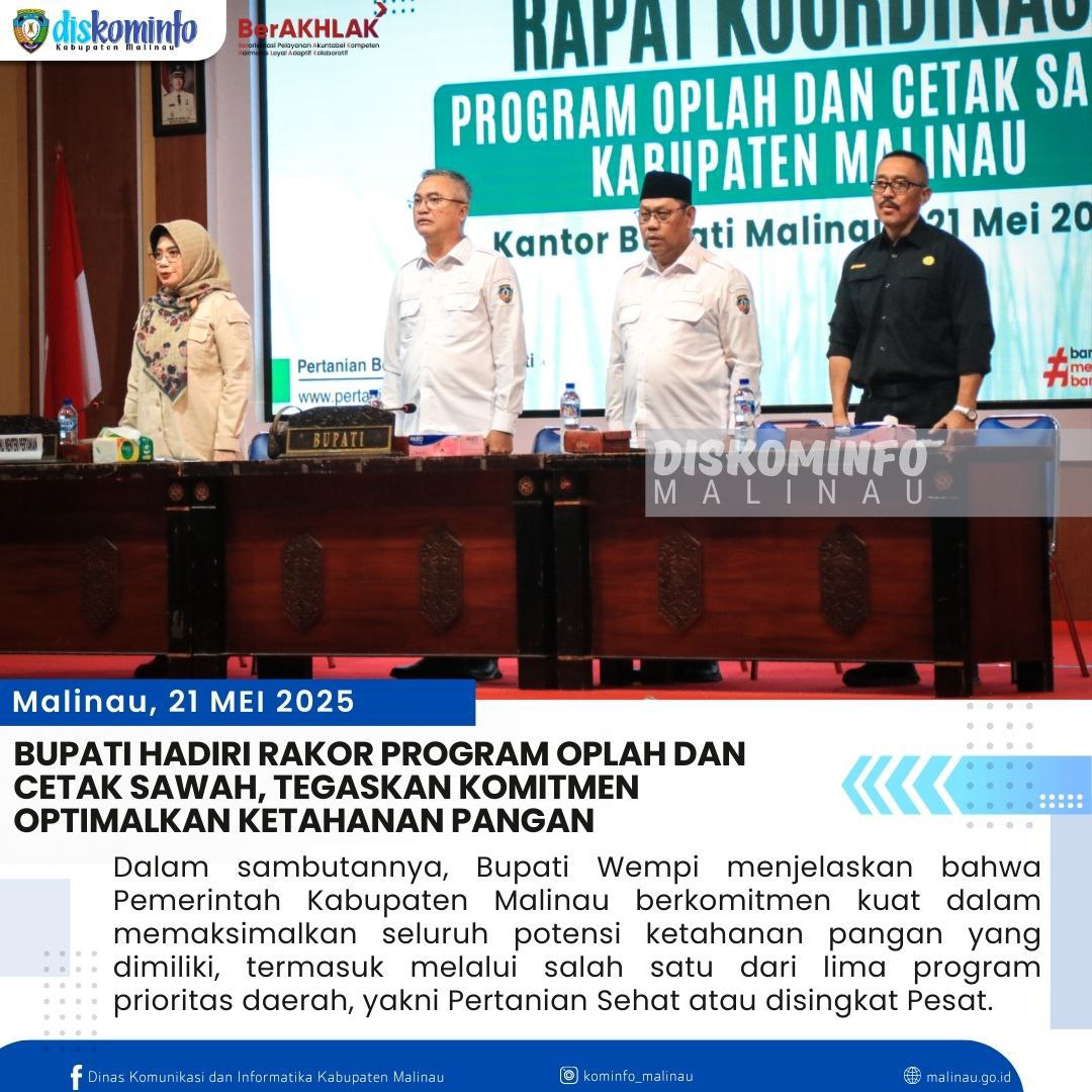 Bupati Hadiri Rakor Program Oplah dan Cetak Sawah, Tegaskan Komitmen Optimalkan Ketahanan Pangan