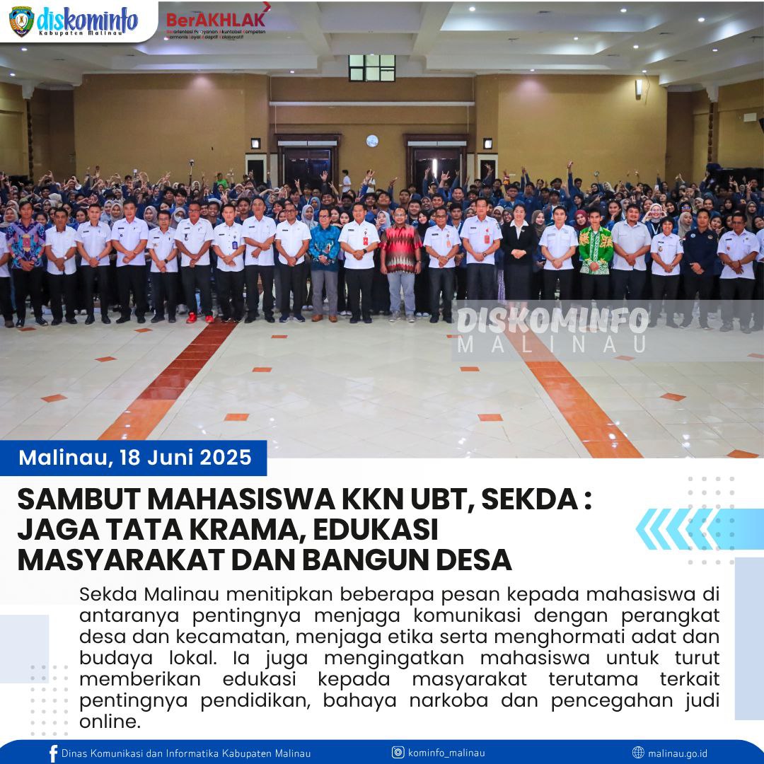 Sambut Mahasiswa KKN UBT, Sekda : Jaga Tata Krama, Edukasi Masyarakat dan Bangun Desa