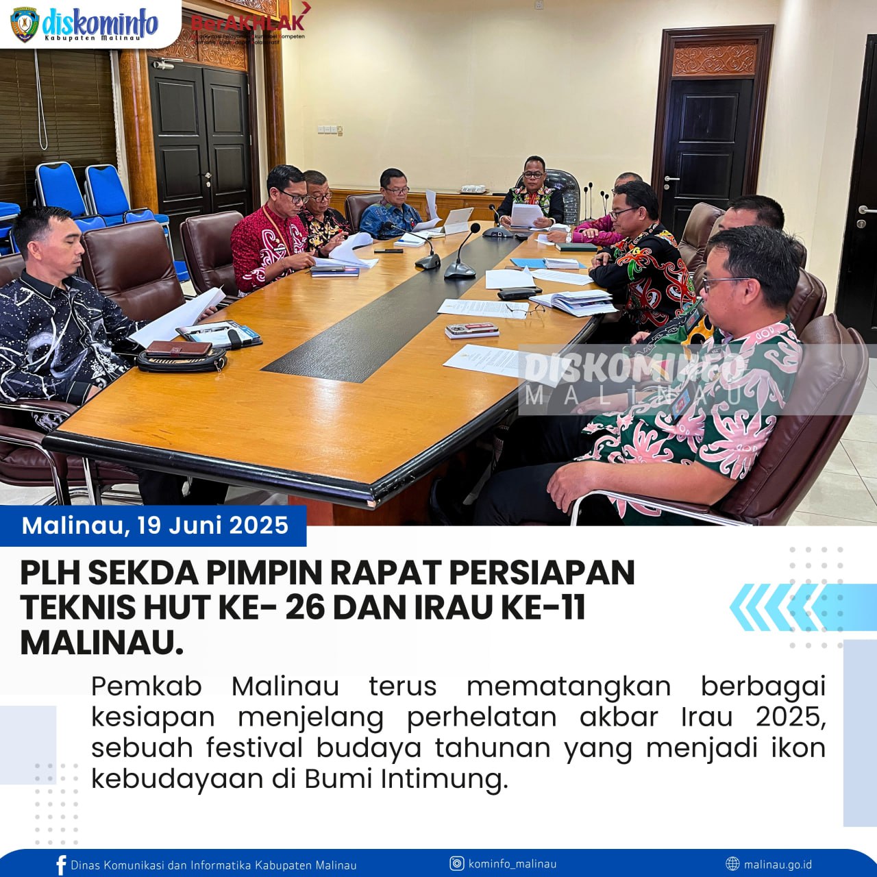 Plh Sekda Pimpin Rapat Persiapan Teknis HUT Ke- 26 dan Irau ke-11 Malinau