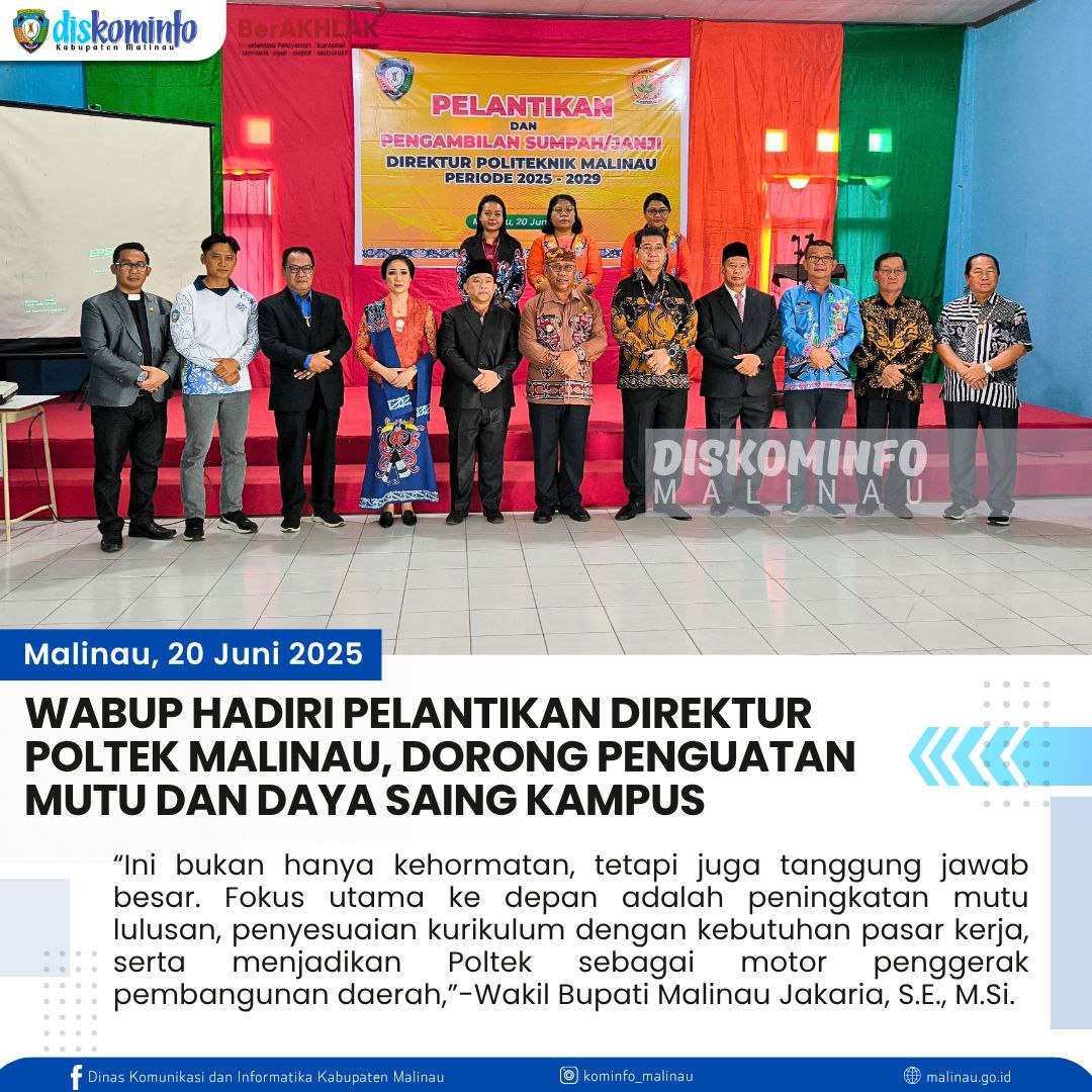 Wabup Hadiri Pelantikan Direktur Poltek Malinau, Dorong Penguatan Mutu dan Daya Saing Kampus
