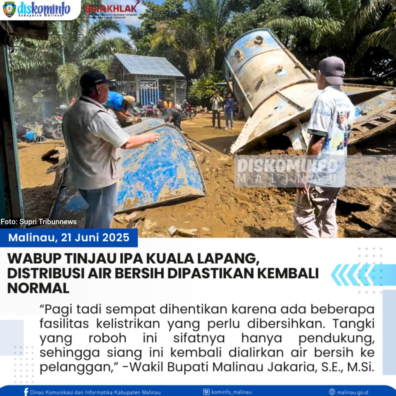 Wabup Tinjau IPA Kuala Lapang, Distribusi Air Bersih Dipastikan Kembali Normal