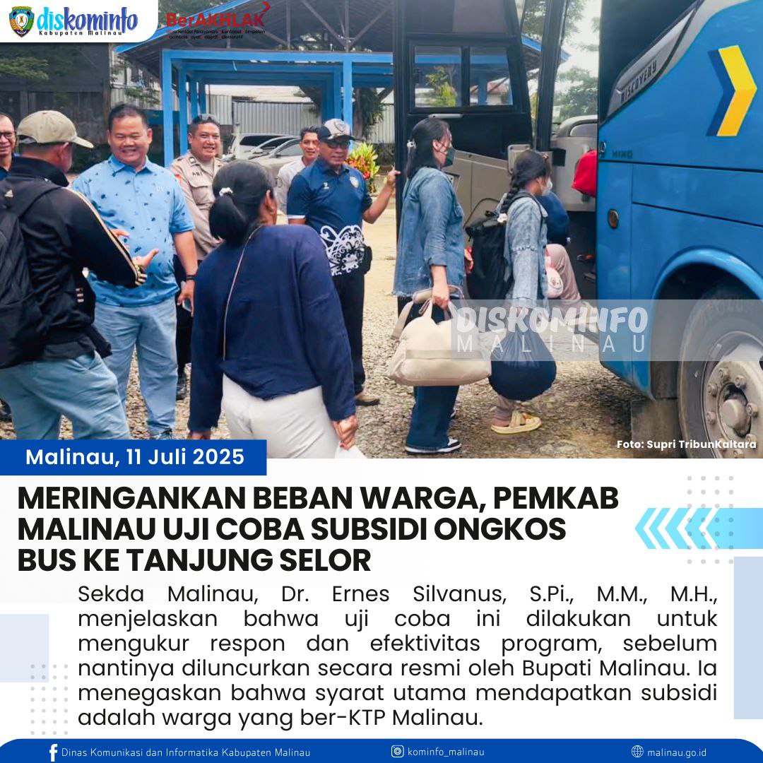 Meringankan Beban Warga, Pemkab Malinau Uji Coba Subsidi Ongkos Bus ke Tanjung Selor