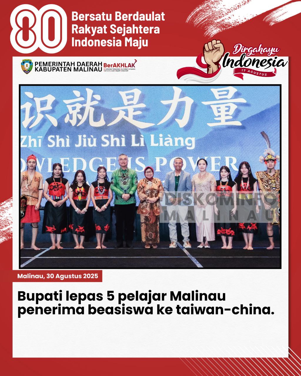 Bupati Lepas 5 Pelajar Malinau Penerima Beasiswa ke Taiwan–China