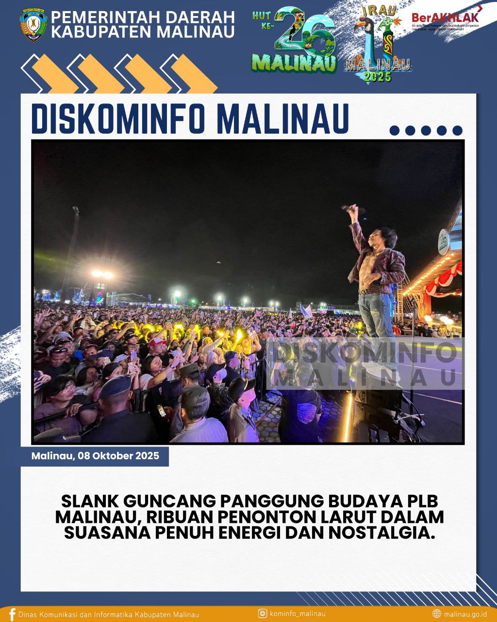 Slank Guncang Panggung Budaya PLB Malinau, Ribuan Penonton Larut Dalam Suasana Penuh Energi dan Nostalgia
