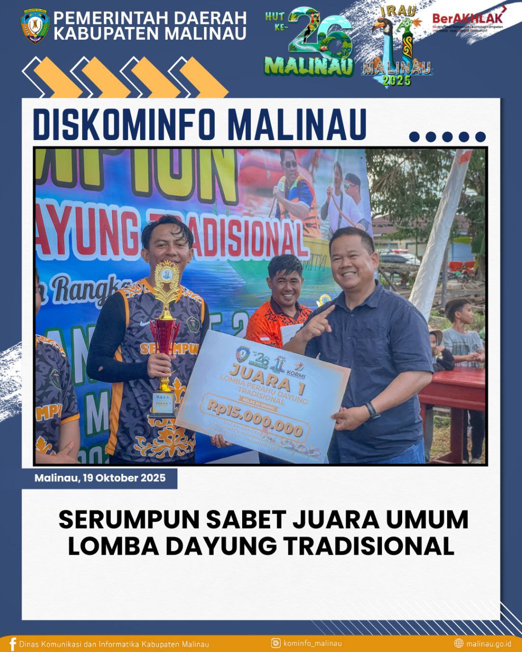 Serumpun Sabet Juara Umum Lomba Dayung Tradisional