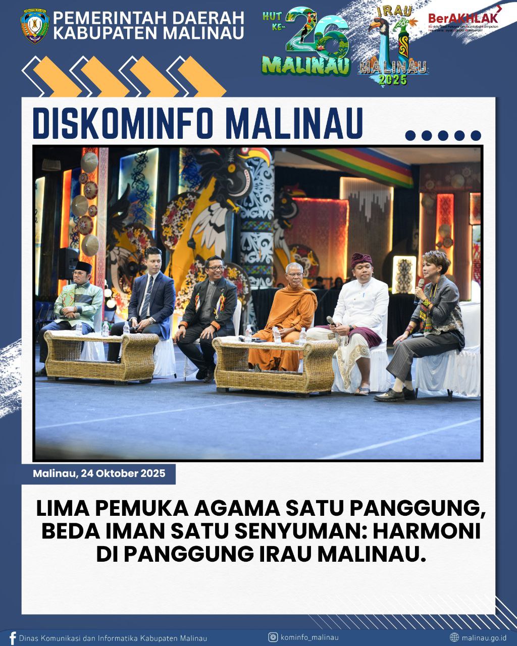 Lima Pemuka Agama Satu Panggung, Beda Iman Satu Senyuman: Harmoni di Panggung IRAU Malinau 