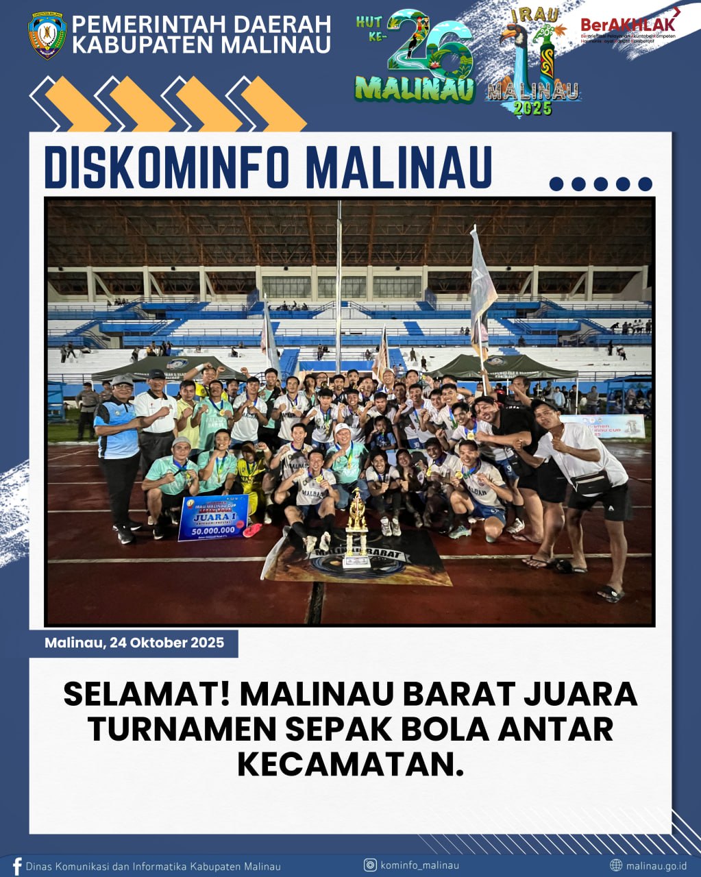 Selamat! Malinau Barat Juara Turnamen Sepak Bola Antar Kecamatan