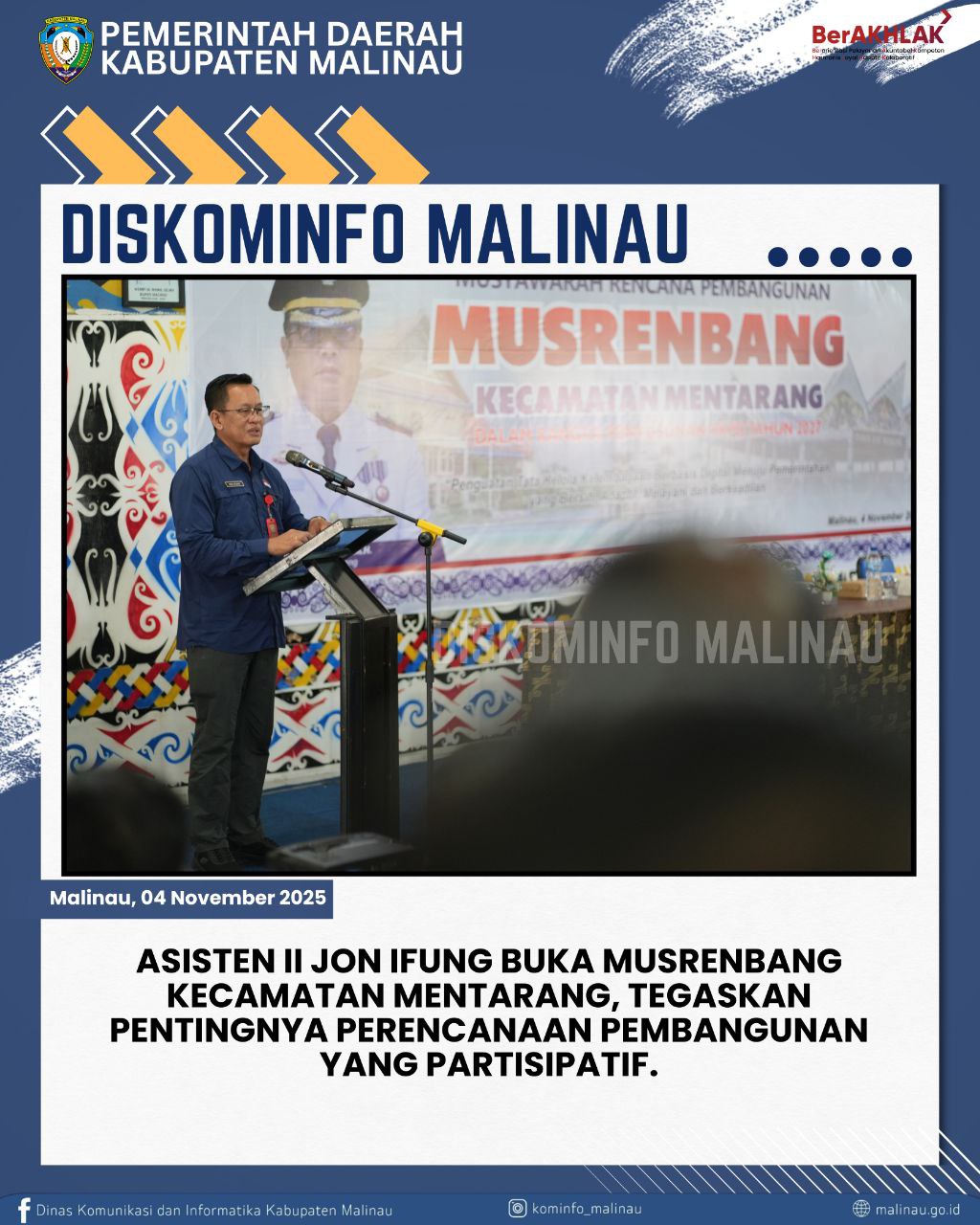 Asisten II Jon Ifung Buka Musrenbang Kecamatan Mentarang, Tegaskan Pentingnya Perencanaan Pembangunan yang Partisipatif