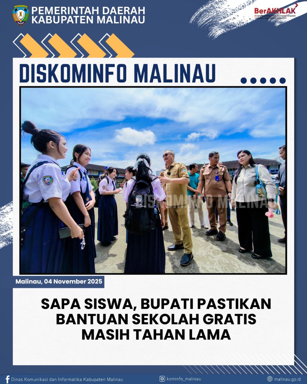 Sapa Siswa, Bupati Pastikan Bantuan Sekolah Gratis Masih Tahan Lama