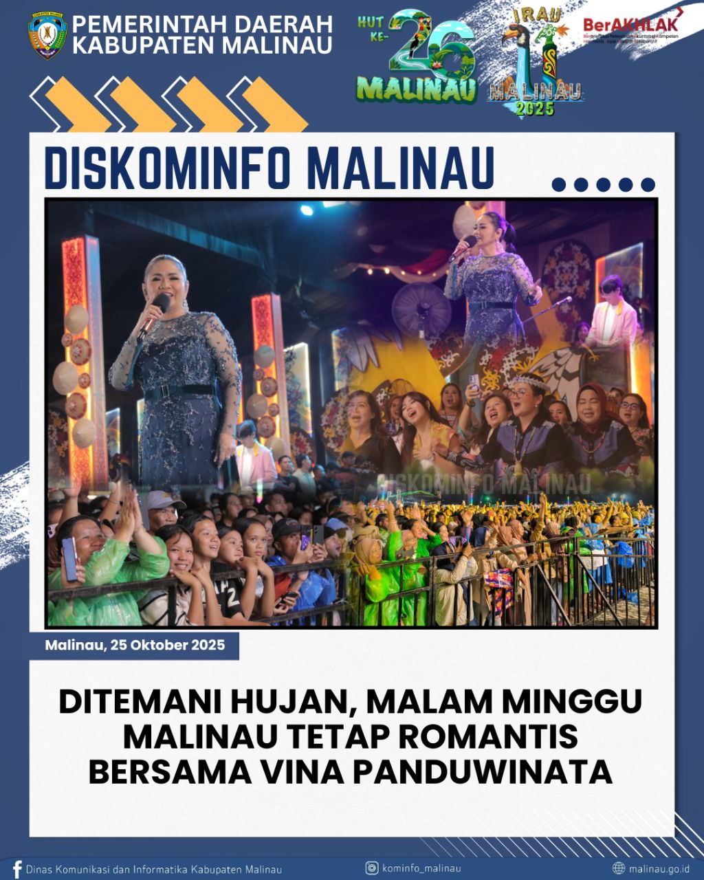 Ditemani Hujan, Malam Minggu Malinau Tetap Romantis Bersama Vina Panduwinata