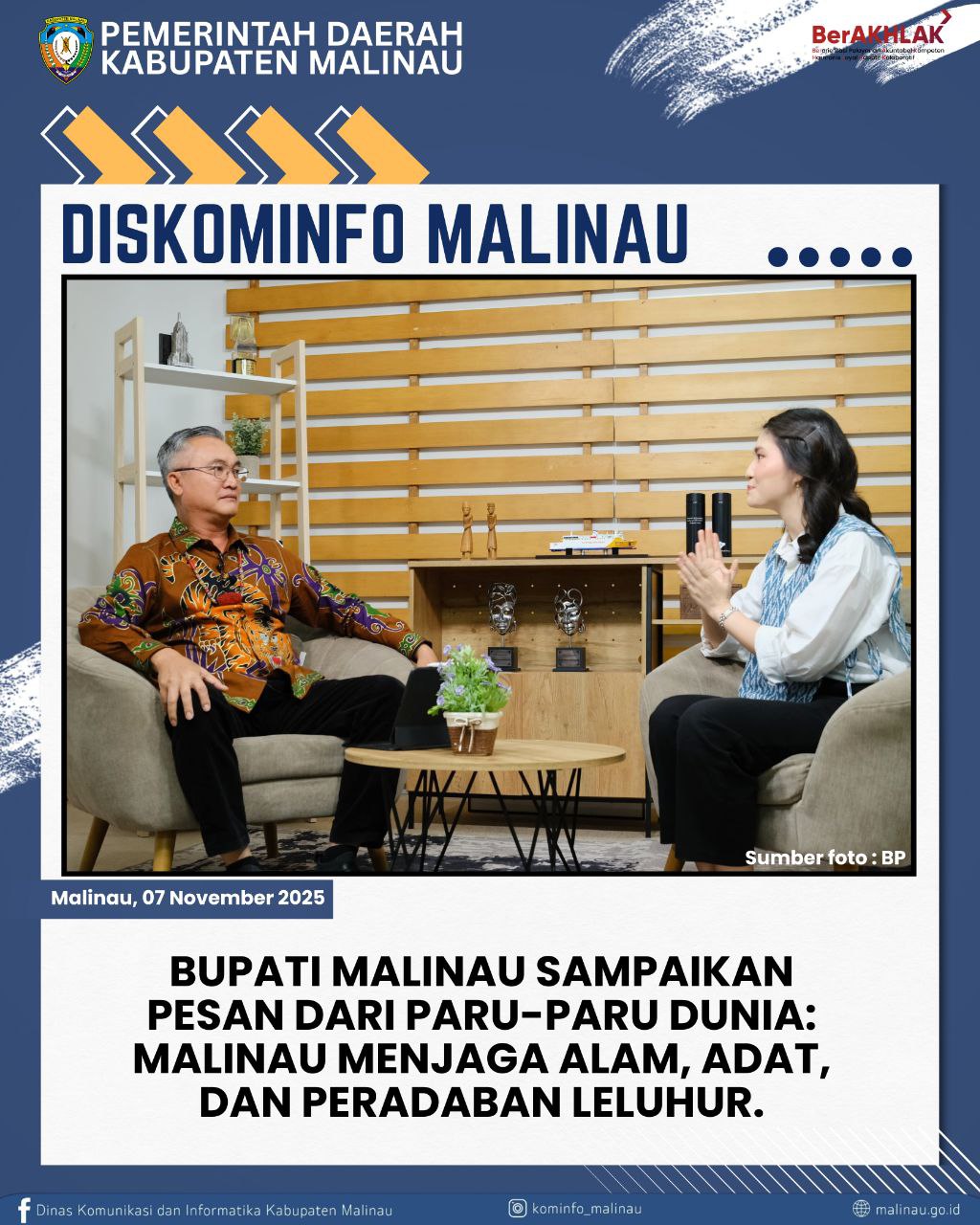 Bupati Malinau Sampaikan Pesan dari Paru-Paru Dunia: Malinau Menjaga Alam, Adat, dan Peradaban Leluhur