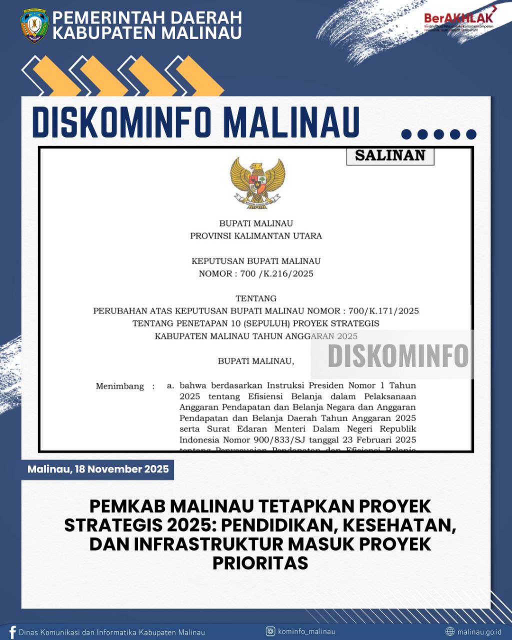 Pemkab Malinau Tetapkan Proyek Strategis 2025: Pendidikan, Kesehatan, dan Infrastruktur Masuk Proyek Prioritas