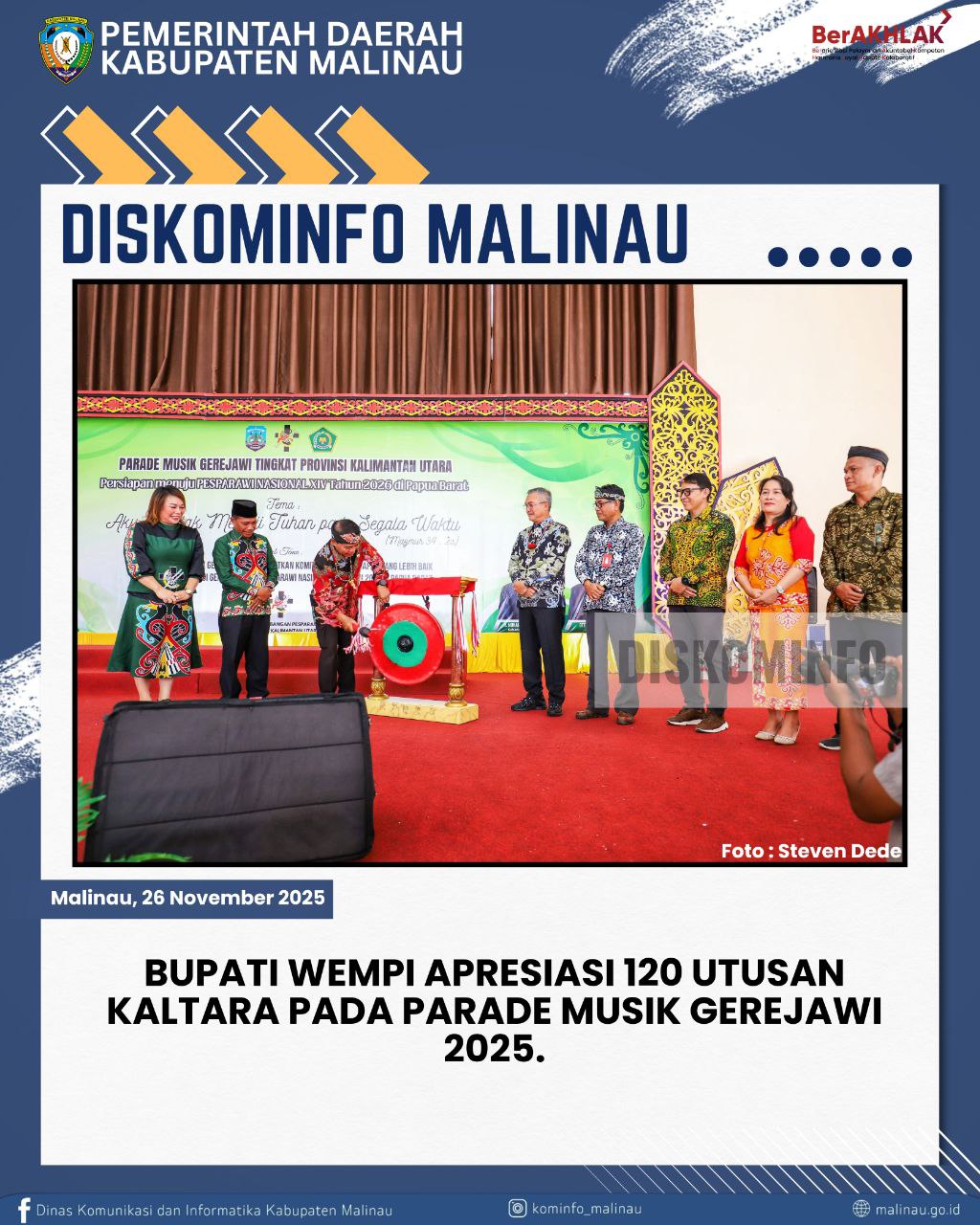 Bupati Wempi Apresiasi 120 Utusan Kaltara pada Parade Musik Gerejawi 2025