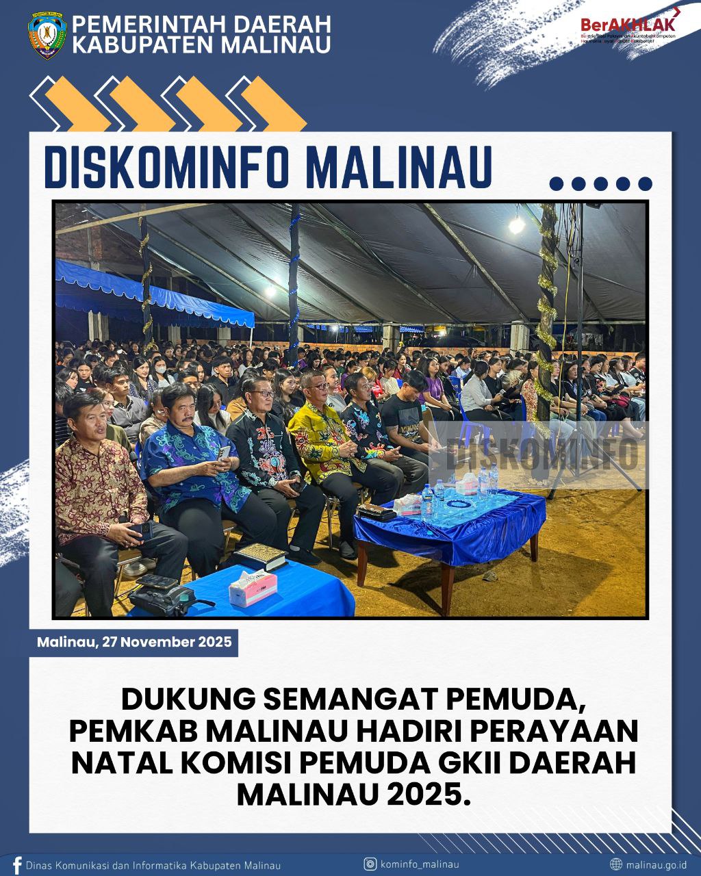 Dukung Semangat Pemuda, Pemkab Malinau Hadiri Perayaan Natal Komisi Pemuda GKII Daerah Malinau 2025