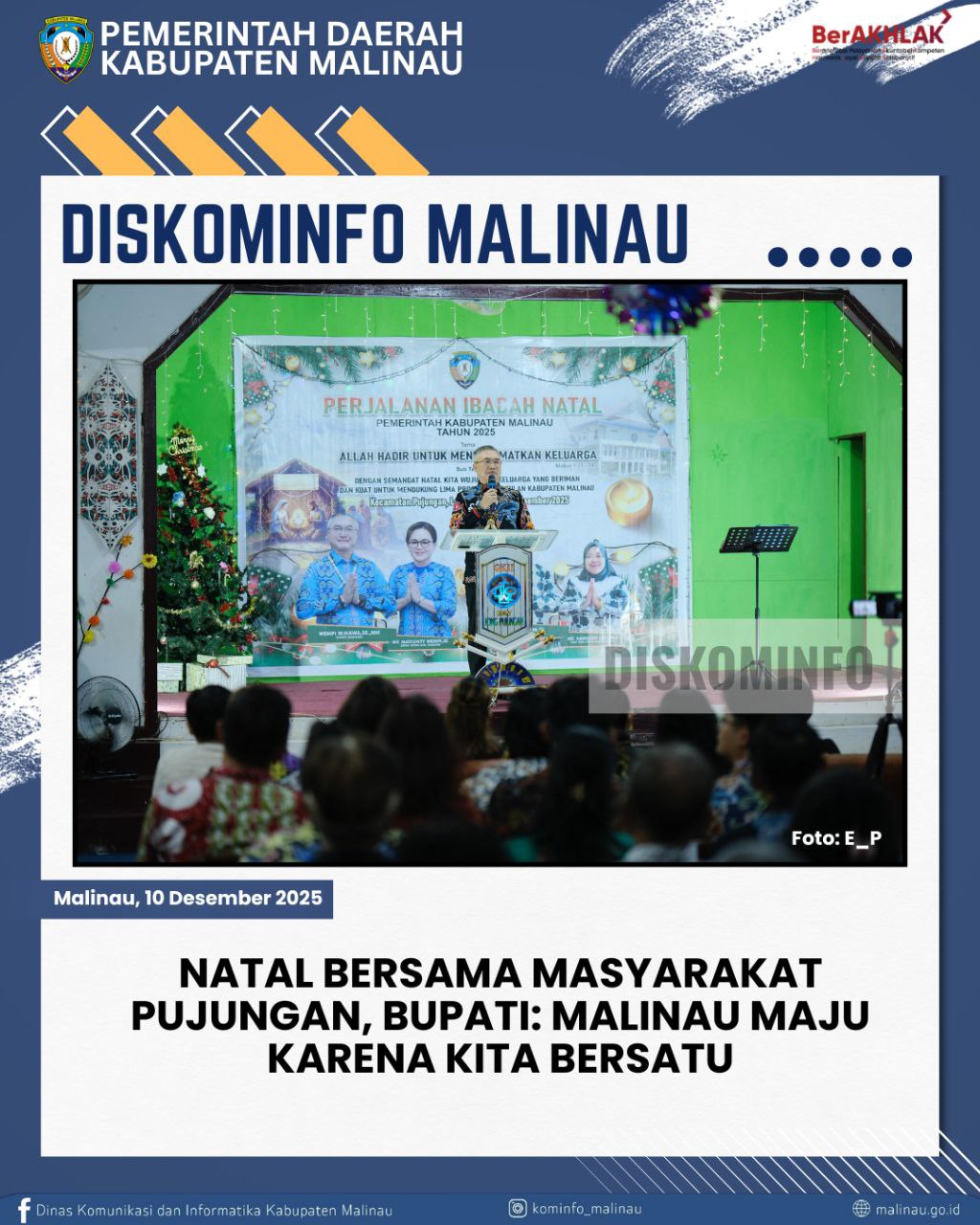 Natal Bersama Masyarakat Pujungan, Bupati: Malinau Maju karena Kita Bersatu