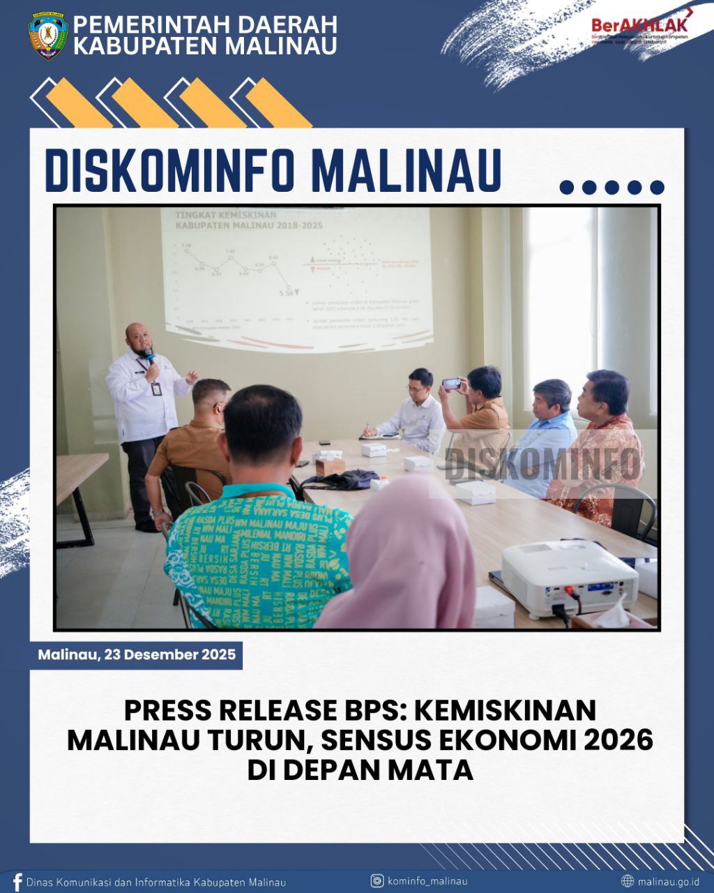 Press Release BPS: Kemiskinan Malinau Turun, Sensus Ekonomi 2026 di Depan Mata
