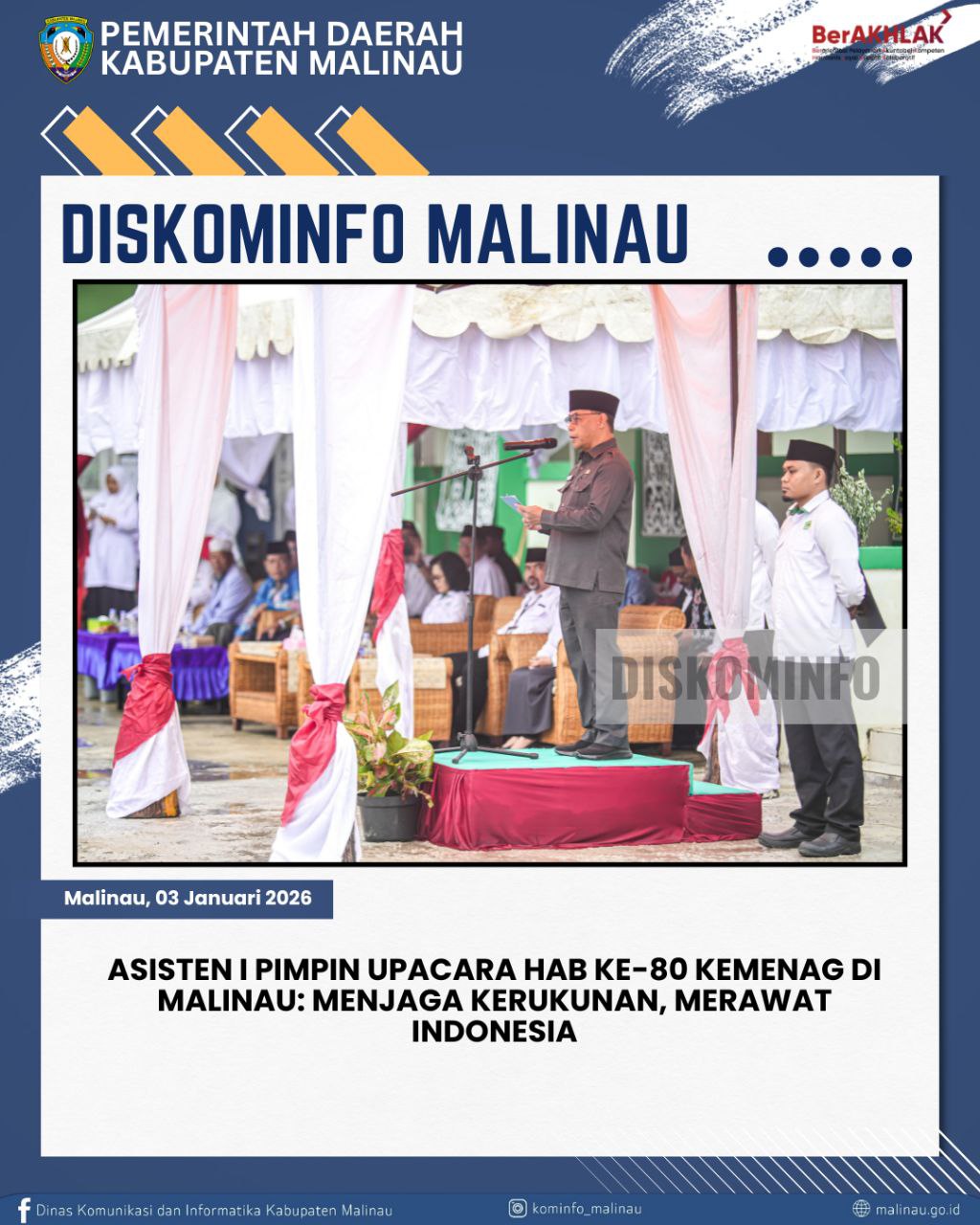 Asisten I Pimpin Upacara HAB ke-80 Kemenag di Malinau: Menjaga Kerukunan, Merawat Indonesia