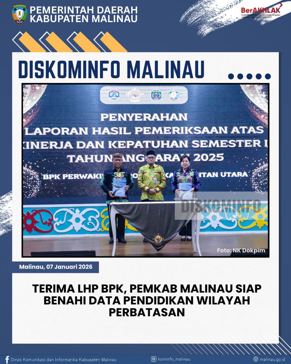 Terima LHP BPK, Pemkab Malinau Siap Benahi Data Pendidikan Wilayah Perbatasan