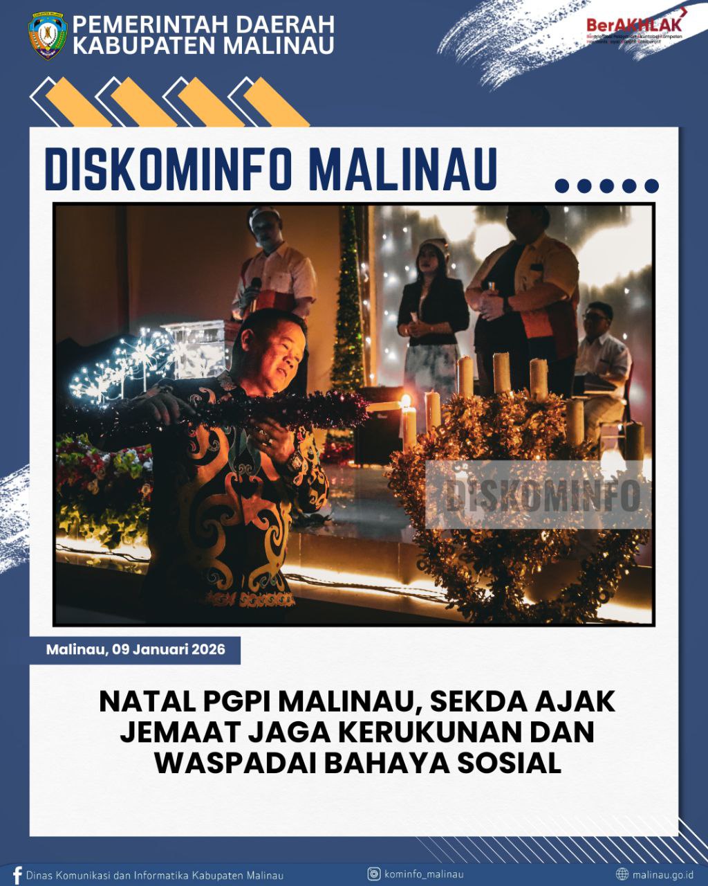 Natal PGPI Malinau, Sekda Ajak Jemaat Jaga Kerukunan dan Waspadai Bahaya Sosial