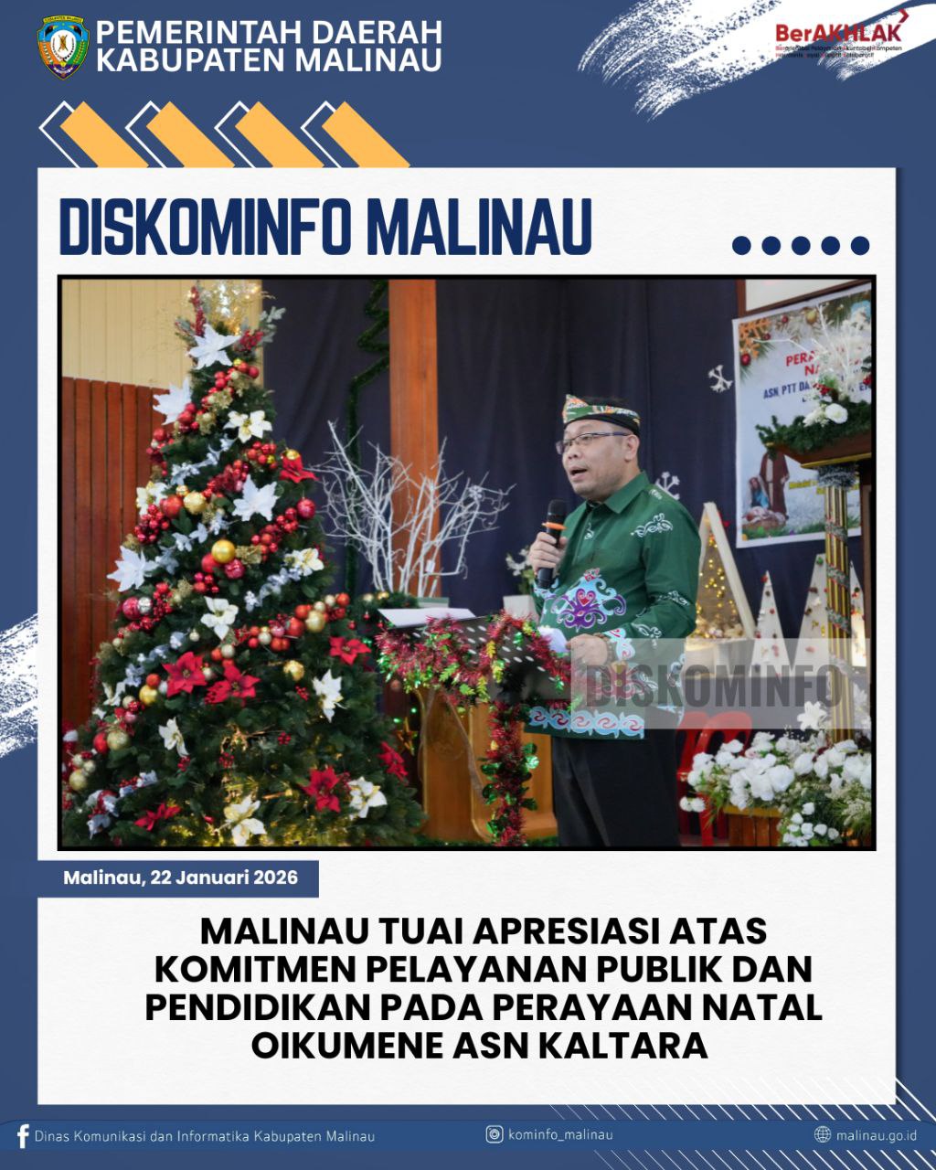 Malinau Tuai Apresiasi atas Komitmen Pelayanan Publik dan Pendidikan Pada Perayaan Natal Oikumene ASN Kaltara 