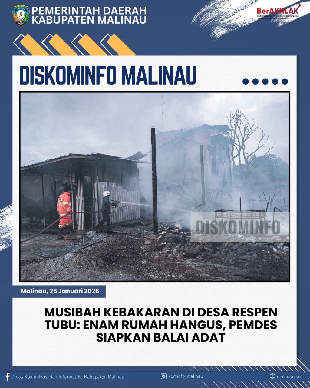 Musibah Kebakaran Di Desa Respen Tubu: Enam Rumah Hangus, Pemdes Siapkan Balai Adat