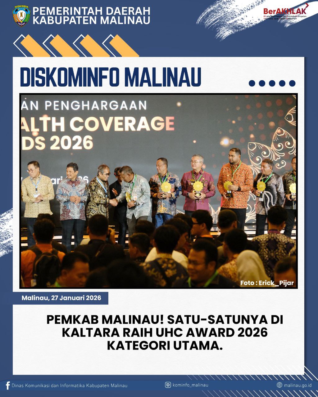 Pemkab Malinau! Satu-satunya di Kaltara Raih UHC Award 2026 Kategori Utama