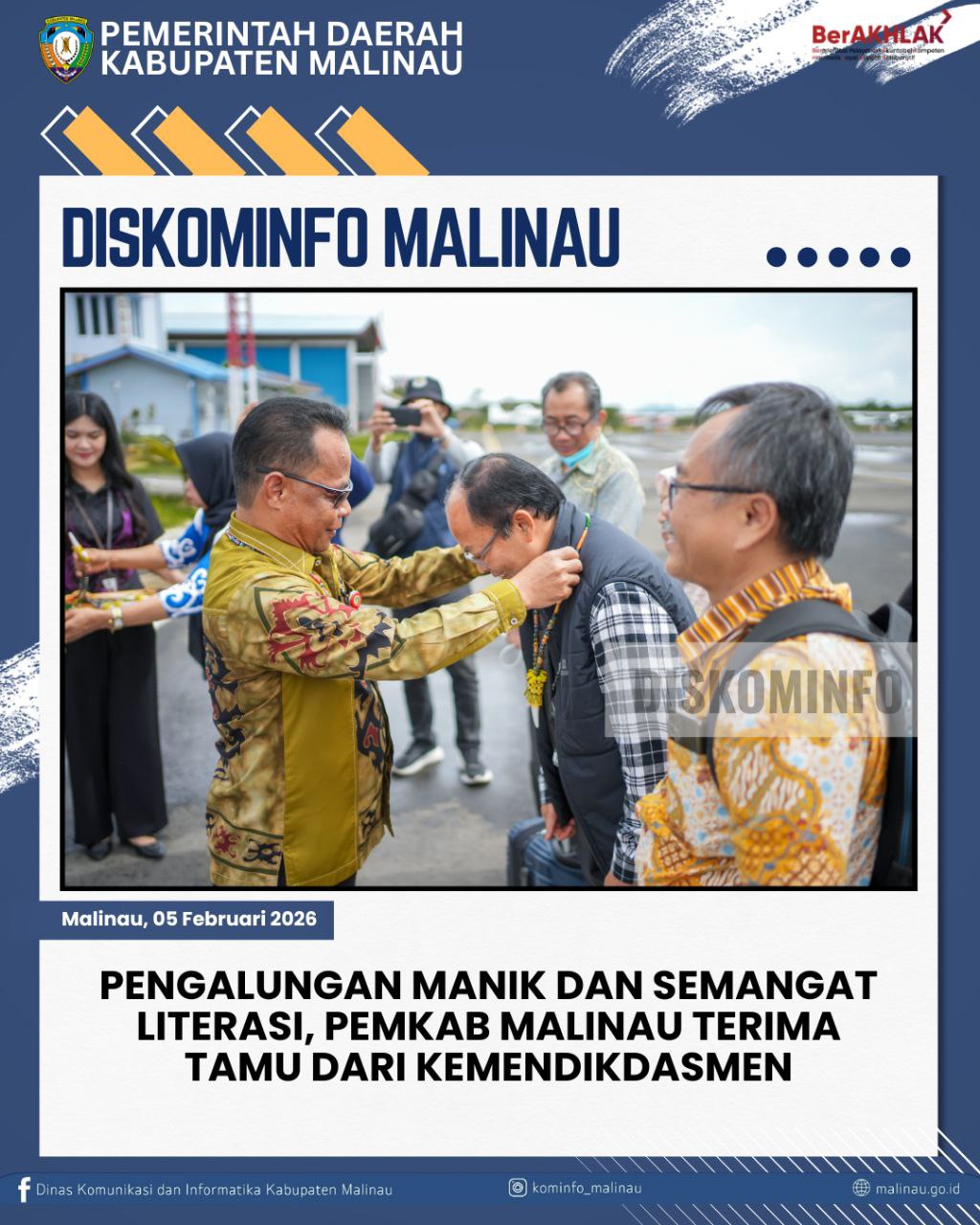 Pengalungan Manik dan Semangat Literasi, Pemkab Malinau Terima Tamu dari Kemendikdasmen