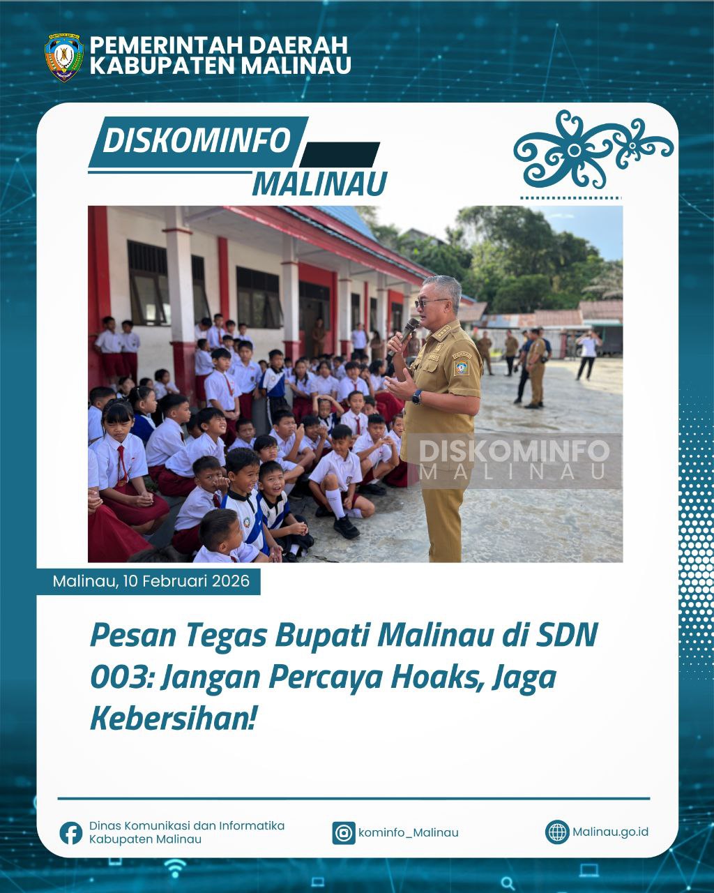 Pesan Tegas Bupati Malinau di SDN 003: Jangan Percaya Hoaks, Jaga Kebersihan!
